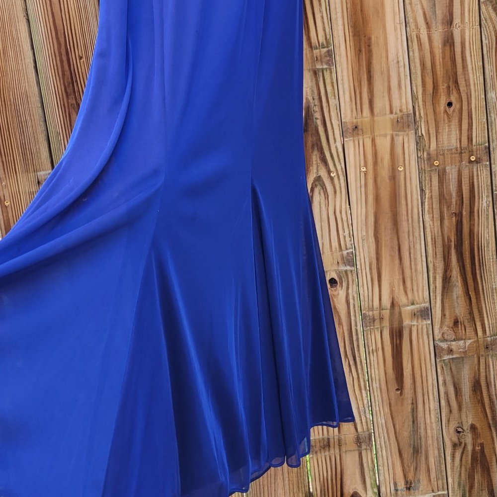 ❣️HP❣️Alex Evenings 2 pc Electric Blue long lace & sequin jacket dress size: 8 - Picture 5 of 9